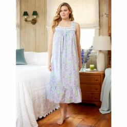 Eileen West Periwinkle Dreams Cotton Lawn Nightgown Aqua