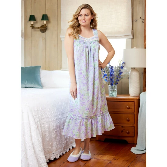 Eileen West Garden Bouquet Cotton Lawn Nightgown Pink Floral 4 Eileen West Garden Bouquet Cotton Lawn Nightgown Pink Floral - Image 2