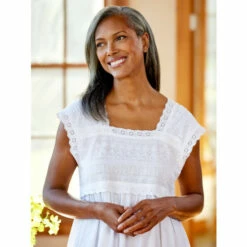 Cheap Nasty Store 33 Ella Simone Pretty Eyelet Cotton Nightgown White