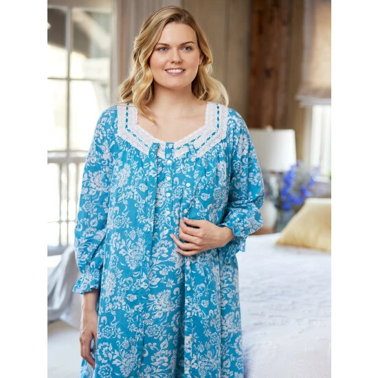 Ella Simone Paisley Garden Cotton Lawn Robe Blue Floral 3 Ella Simone Paisley Garden Cotton Lawn Robe Blue Floral
