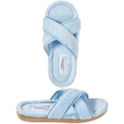 Vermont Country Store Women's Cross-Strap Terry Slide Slippers Pink