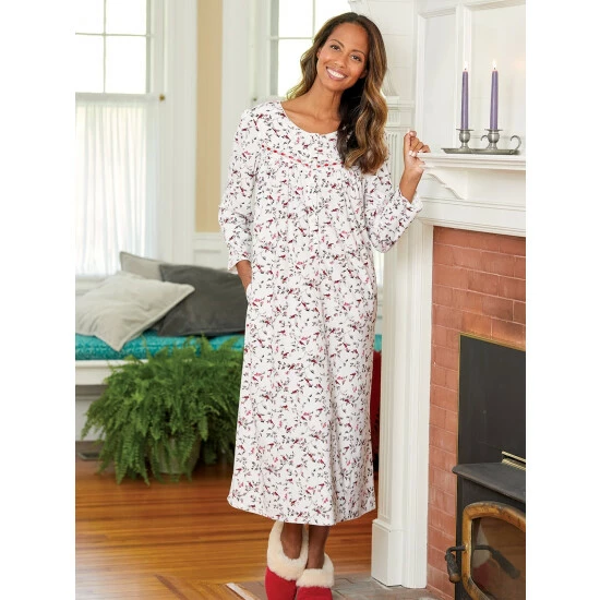 Lanz Of Salzburg Lanz Cardinal Stretch Velour Nightgown White 3 Lanz Of Salzburg Lanz Cardinal Stretch Velour Nightgown White