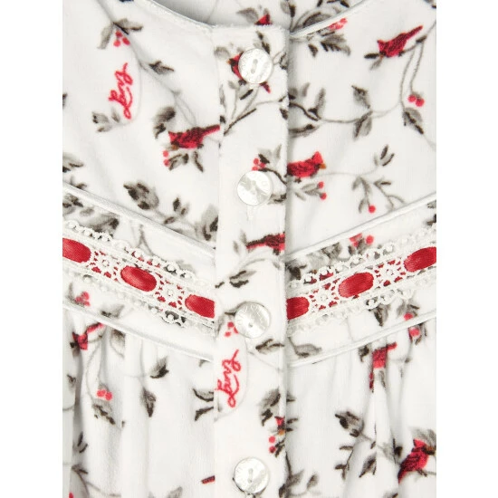 Lanz Of Salzburg Lanz Cardinal Stretch Velour Nightgown White 5 Lanz Of Salzburg Lanz Cardinal Stretch Velour Nightgown White - Image 3