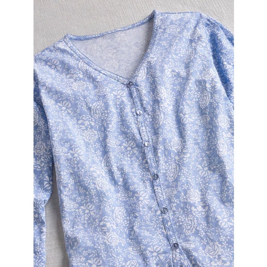 M Mac M.MAC Rock Fish Cotton Gauze Cover-Up White And Aqua 4 M Mac M.MAC Rock Fish Cotton Gauze Cover-Up White And Aqua - Image 2