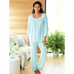 Eileen West Stretch Modal Floral Pajamas Teal 11 Eileen West Stretch Modal Floral Pajamas Teal -Cheap Nasty Store unnamed file 566