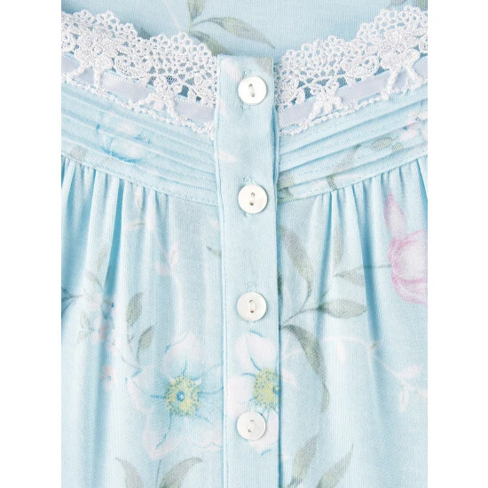 Eileen West Stretch Modal Floral Pajamas Teal 7 Eileen West Stretch Modal Floral Pajamas Teal - Image 5