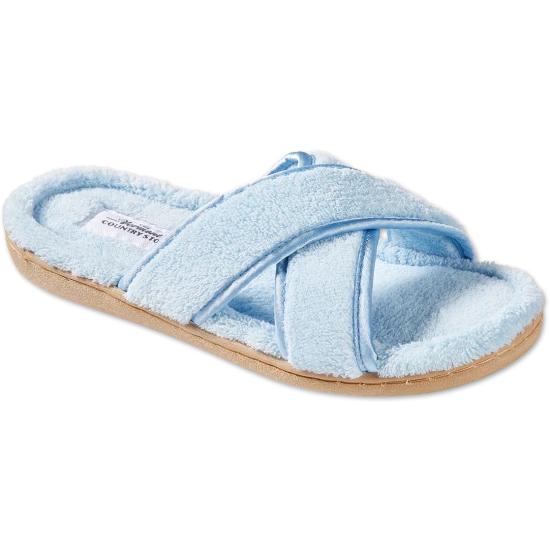 Vermont Country Store Women's Cross-Strap Terry Slide Slippers Pink 5 Vermont Country Store Women's Cross-Strap Terry Slide Slippers Pink - Image 3