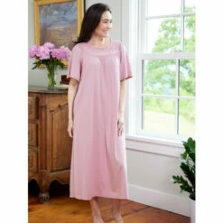 Ella Simone Embroidered Floral Nightgown Lavender