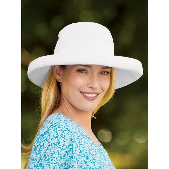 Vermont Country Store Women's Big-Brim Cotton Canvas Hat Azure 6 Vermont Country Store Women's Big-Brim Cotton Canvas Hat Azure - Image 5