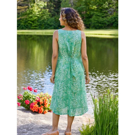 Vermont Country Store Island Getaway Sleeveless Batik Rayon Dress Teal 5 Vermont Country Store Island Getaway Sleeveless Batik Rayon Dress Teal - Image 3