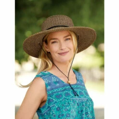 Vermont Country Store Women's Big Brim Woven Sun Hat Brown