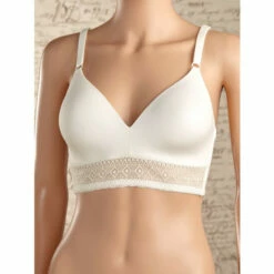 Vermont Country Store Lace-Trim Comfort Bra Almond