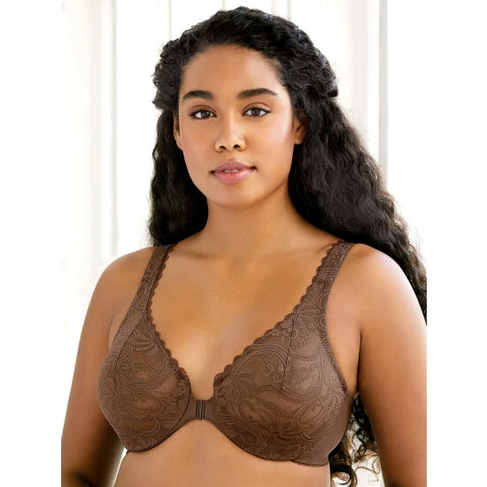 Vermont Country Store Stretch-Lace Bra With Front Closure Mocha 5 Vermont Country Store Stretch-Lace Bra With Front Closure Mocha - Image 3