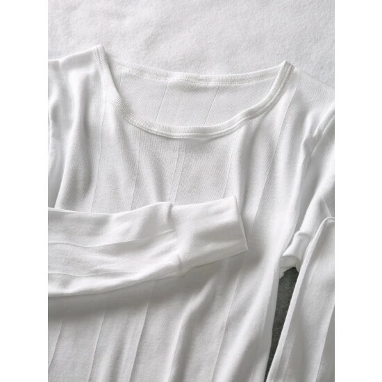 Vermont Country Store Women's Long-Sleeve Crewneck Cotton Undershirt, Package Of 3 White 5 Vermont Country Store Women's Long-Sleeve Crewneck Cotton Undershirt, Package Of 3 White - Image 3